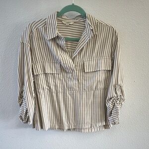 Max Studio Beige Striped Blouse